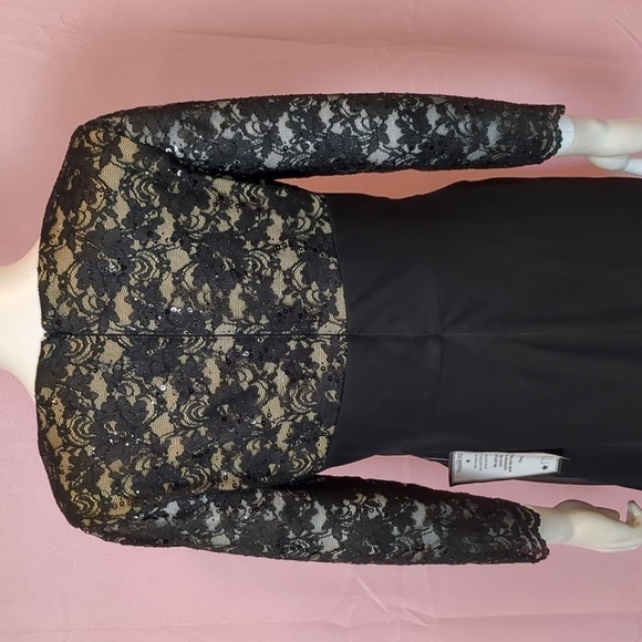 Jessica Howard Black 3/4 Sleeve Lace and Sequins Evening Formal Gown size 12 - Picture 5 of 6